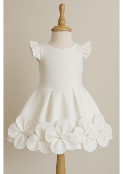 Kız Çocuk Beyaz Çiçekli Abiye Elbise fiyatları