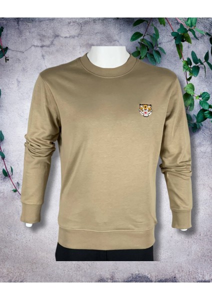 Yüksek Kaliteli Standart Fit Normal Kesim 3 Iplik Bisiklet Yaka Pamuklu Knz Taba Sweatshirt modelleri