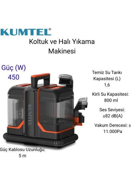 450WATT 11000 Pa Emiş Gücüyle Hcc-04 Koltuk ve Halı Yıkama Makinesi