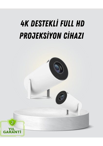 Full Hd 4K Destekli Akıllı Projeksiyon – 130 Inç Ekran, Uzun Ömürlü Ampul ve Çoklu Giriş