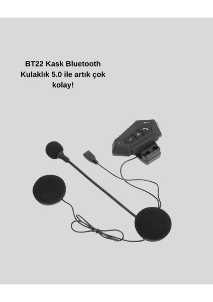 BT22 Kablosuz Kask Kulaklığı – Bluetooth 5.0, Intercom, Su Geçirmez ve Uzun Ömürlü Batarya indirimleri