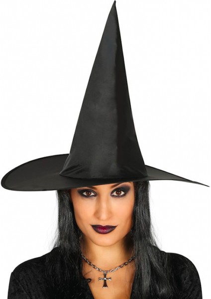 Wizard Yetişkin Boy Siyah Cadı Şapkası ve Uzun Siyah Cadı Peruğu