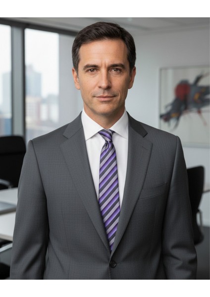 Gri Çizgili 8 cm Genişliğinde Kravat