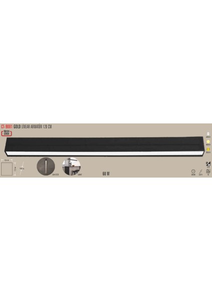 Cata Ct 9081 60W 120CM Linear Armatür 6400K Beyaz Işık modelleri