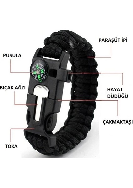 Survıval Kamp Bileklik Düdük Çok Amaçlı