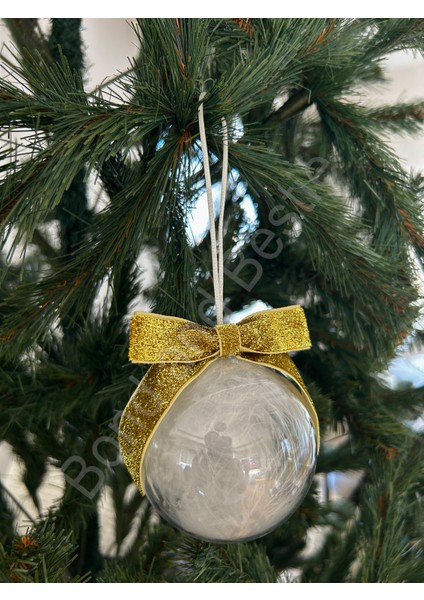 Yılbaşı Özel Pleksi Küre ve Kırmızı Simli Kadife Kurdeleli Lüks Çam Ağacı Süsü 1 Adet fiyatları