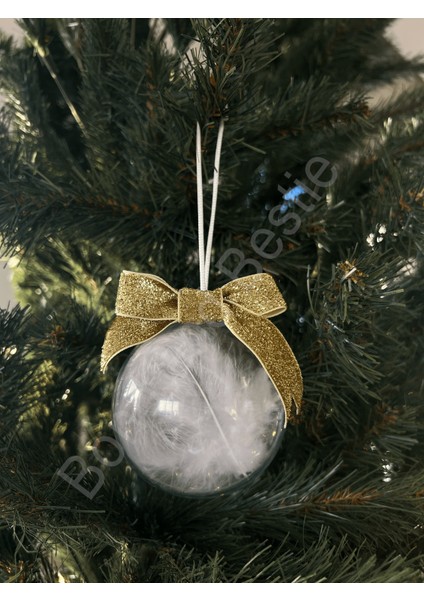 Yılbaşı Özel Pleksi Küre ve Kırmızı Simli Kadife Kurdeleli Lüks Çam Ağacı Süsü 1 Adet indirimleri