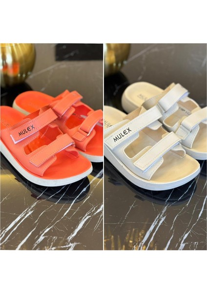 🩴 Mulex Kadın Çift Cırtlı Rahat Ortopedik 2’li Terlik Seti (Somon & Bej)