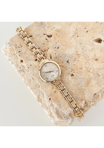 Nervion Beyaz Saat Gold