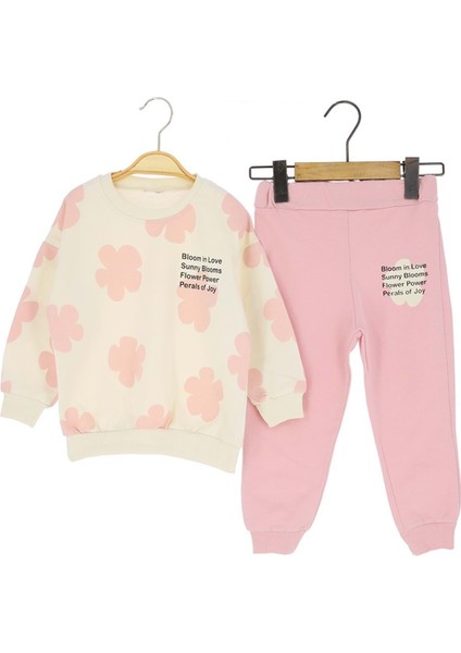 Yonca Yaprak Baskılı Iki Iplik Alt Üst Takım - BLK3890-PEMBE-4 Yaş Pembe