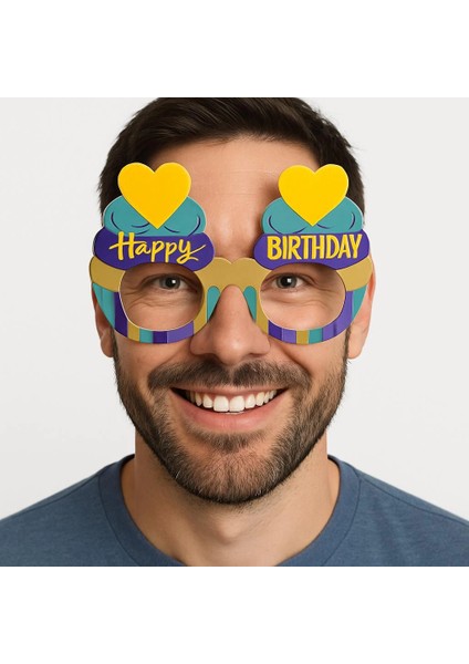 Cupcake Temalı Doğum Günü Renkli Karton Happy Birthday Gözlüğü 6 Adet fiyatları