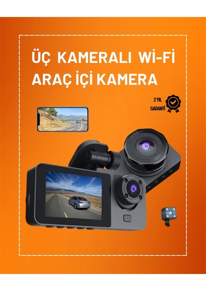 Full Hd Çözünürlüklü Üç Kameralı Araç Içi Kamera – Park ve Sürüş Güvenliği