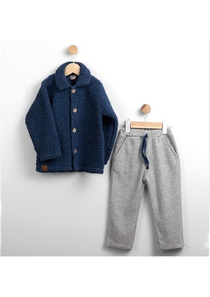 Polarlı Pantolon Peluş Ceket Alt Üst Takım - FLE217551-İNDIGO-2 Yaş Indigo