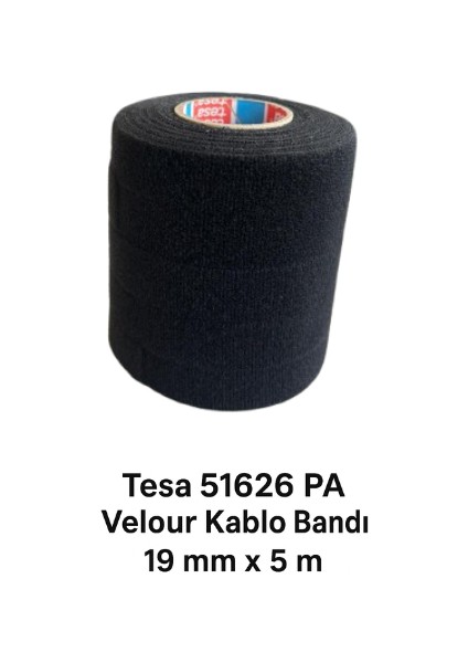 [tesa 51626 Pa Velour Kablo Bandı – Siyah 19MM x 5m | Aşınma ve Gürültü Önleyici, Dayanıklı Bez Bant]