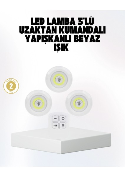 Kablosuz Gün Işığı 3’lü LED Spot Lamba Kumandalı
