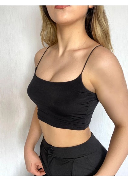 Ip Askılı Crop Buzzy Bluz-Si̇yah