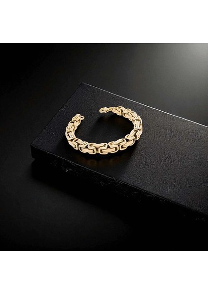 8mm Sarı Kral Çelik Zincir Bileklik 3351CZB1D32