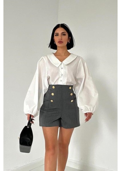 Düğmeli Mini Şort