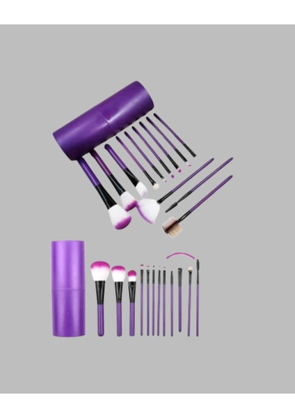 Ergonomik Saplı Fiber Kıllı 12'li Makyaj Fırça Takımı Göz ve Ten Makyajı Için Uygun indirimleri