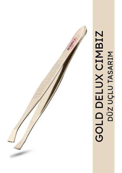 1 Adet Gold Renk Cımbız Paslanmaz Çelik Kaş Cımbızı Düz