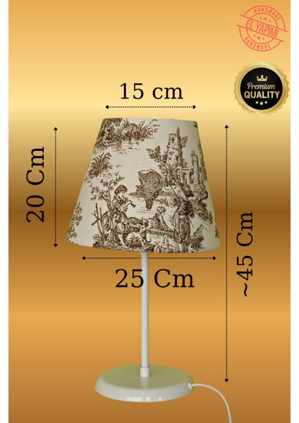 Vintage Toile De Jouy Desenli Beyaz Ayaklı Abajur Masa Lambası El Yapımı Kumaş Yüksek Kalite fiyatları