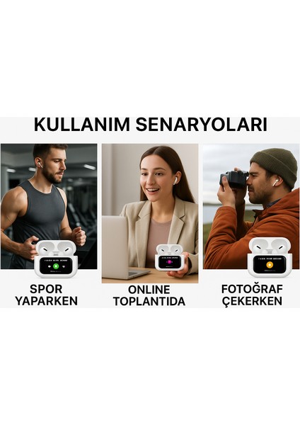 Kablosuz Dokunmatik Ekranlı Bluetooth Kulaklık (A9 Pro) - Anc, Enc, Ipx4, Type-C, Sesli Asistan Destekli indirimleri