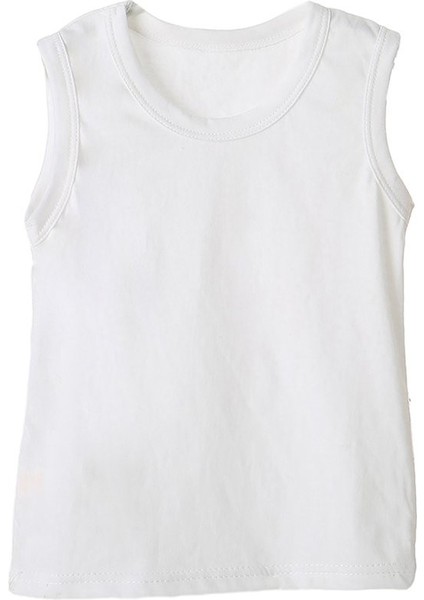 Erkek Çocuk Beyaz Kalın Askılı Ribana Atlet % 100 Pamuklu Atlet 3’lü Paket 301-501-3B