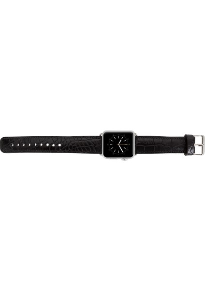 Apple Watch Uyumlu Deri Kordon 42-44-45MM Kroko Siyah fırsatları