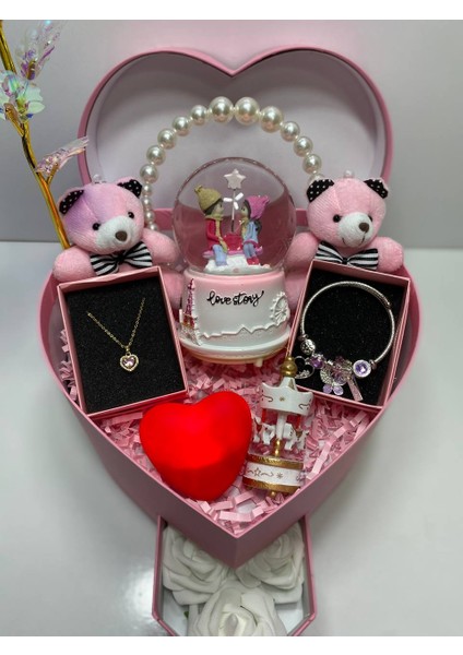 Sevgiliye Hediye Kutusu - Işıklı Müzikli Kar Küresi - Çelik Takılar - Sevgililer Günü Hediyesi modelleri