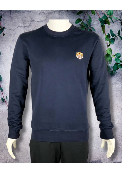 Yüksek Kaliteli Standart Fit Normal Kesim 3 Iplik Bisiklet Yaka Pamuklu Knz Lacivert Sweatshirt fiyatları