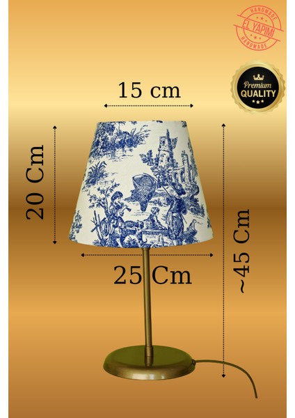 Vintage Toile De Jouy Desenli Altın Renk Ayaklı Abajur Masa Lambası El Yapımı Kumaş Yüksek Kalite fiyatları