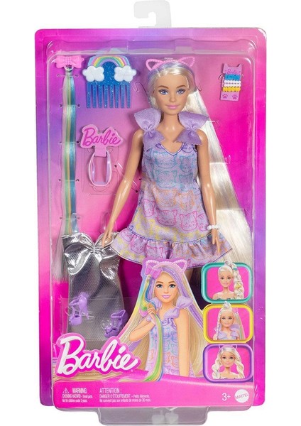 JCT72 Barbie Upuzun Muhteşem Saçlı Bebek - Saç Tasarım Oyun Seti