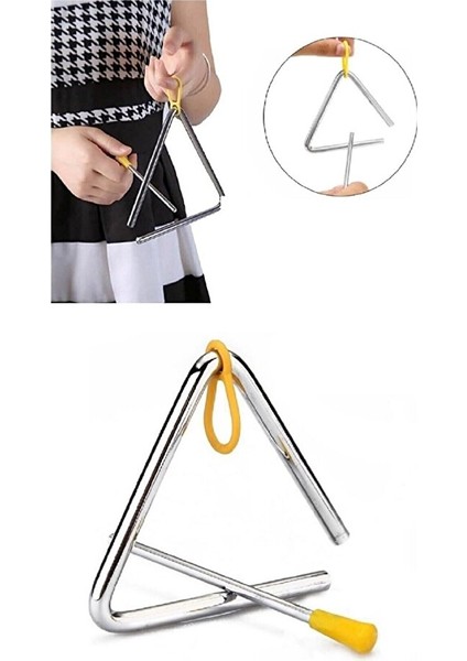 Eğitici Metal Üçgen Zil Müfredata Uygun Anaokulu Çocuk Müzik Aleti Triangle