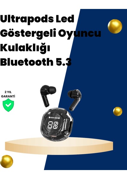 Bluetooth 5.3 Kablosuz Kulaklık 30MM Sürücü LED Ekranlı Mikrofonlu