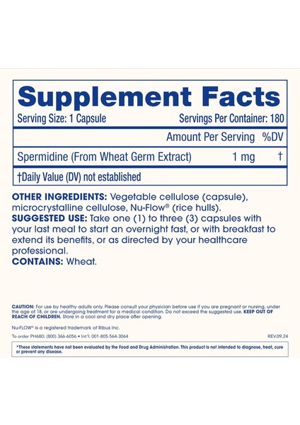 Pure Spermidine Health Anti Aging 1 Mg | 180 Caps fırsatları