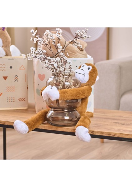 Soft Cırtcırtlı Maymun Figürlü Yastık - Kahverengi - 90X15 cm fiyatları