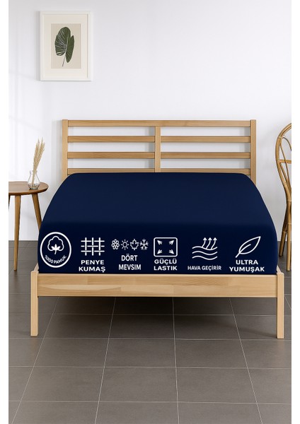 %100 Pamuklu Çi̇ft Ki̇şi̇li̇k Premi̇um Penye Çarşaf-Lasti̇kli̇