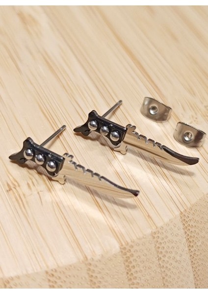 Gümüş Renk Bıçak Figürlü Unisex Çelik Küpe fiyatları