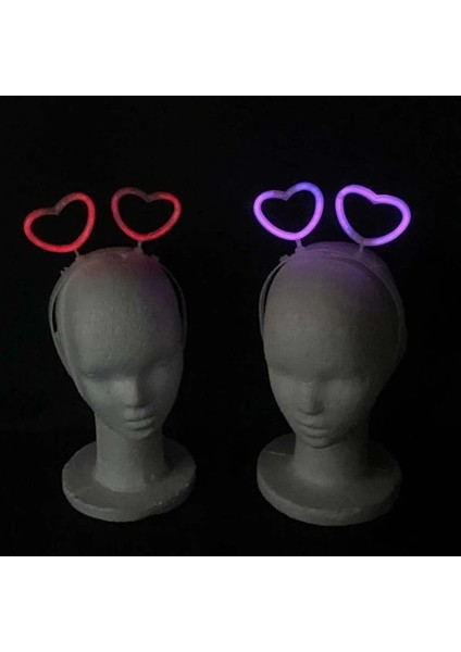 Glow Stick Karanlıkta Yanan Fosforlu Kalp Taç 12 Adet modelleri
