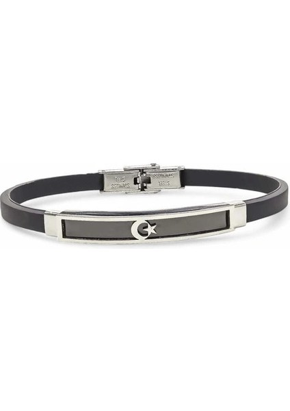 Ay Yıldız Türk Bayrağı Desenli Çelik Bileklik 3351SCB007