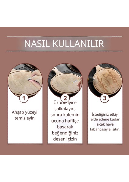 Ahşap Yakma Kalemi Seti (3'lü) - Dıy Projeleriniz Için Kömürleşme Efektli Scorch Marker Dıy Projeleriniz Için Kömürleşme Efektli Scorch Marker indirimleri