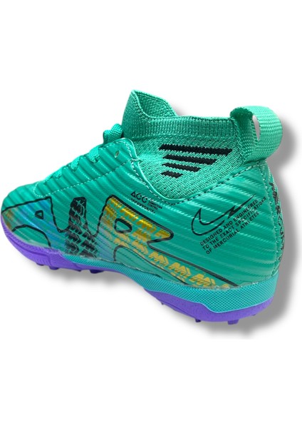 Çocuk Çoraplı Halısaha & Krampon Ayakkabı Turkuaz Desenli fırsatları