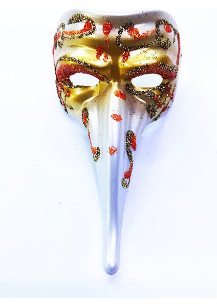 Wizard Turuncu Renk Işlemeli Seramik Malzemeden Imal Venedik Uzun Maske Magnet