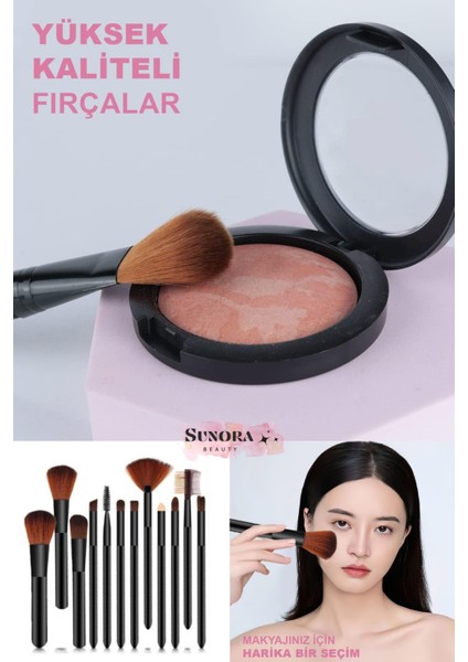 Siyah Makyaj Fırçası 12'li Set Silindir Saklama Kutulu Fırça indirimleri