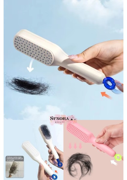 Kolay Temizlenen Saç Fırçası Anti-Statik Kendi Kendini Temizleyen Tarak Saç Derisi Masajı fiyatları