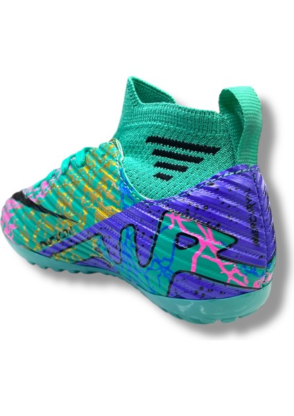 Çocuk Çoraplı Halısaha & Krampon Ayakkabı Turkuaz Mor Desenli fırsatları