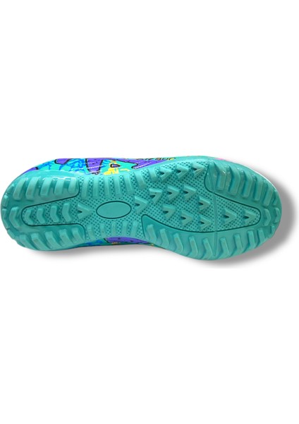 Çocuk Çoraplı Halısaha & Krampon Ayakkabı Turkuaz Mor Desenli indirimleri