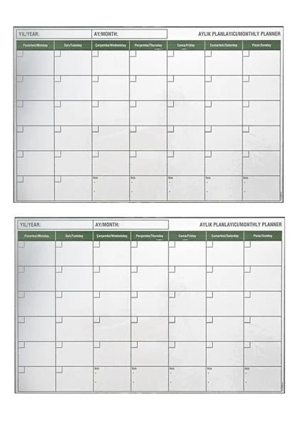 Manyetik Yapışkanlı Bir Aylık Program Planlayıcı Takvim 85X56 cm modelleri