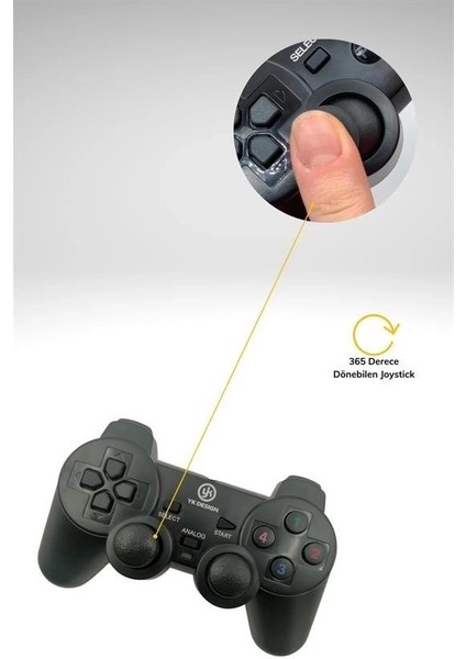 Çift Titreşimli USB Kablolu Oyun Kolu Pc Uyumlu Vibration Gamepad