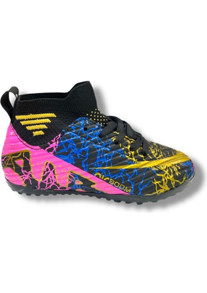 Çocuk Çoraplı Halısaha & Krampon Ayakkabı Siyah Gold Desenli modelleri